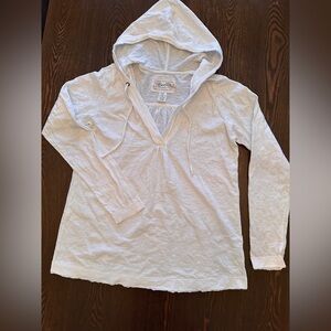 Aventure L White Organic Cotton pullover hoodie long sleeve